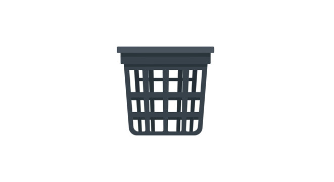 Black plastic basket with square lattice design view.