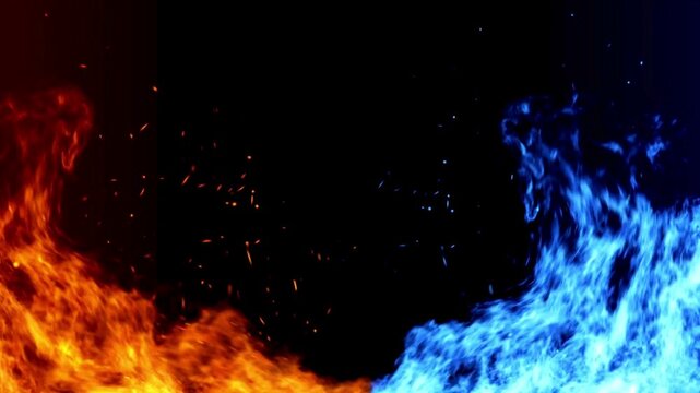 Dramatic Fire and Smoke Explosion in Dark Night Scene Cinematic Video