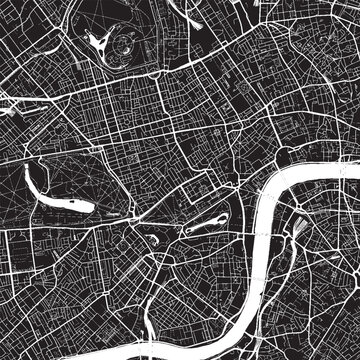 Mayfair London UK Vector Map, Detailed District Street Map Black and White Minimalist Line Art