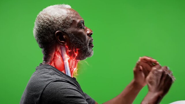 Anatomy of a senior man neck.