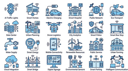 Naklejka premium Smart City Infrastructure Innovations and Technologies