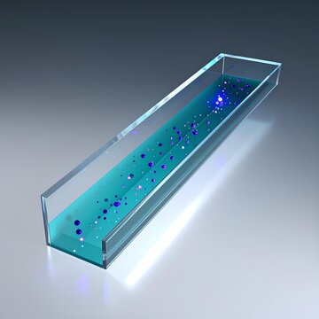 透明なマイクロ流体デバイス内の液体の流れ / Flow of liquid in a transparent microfluidic device (Generative AI)