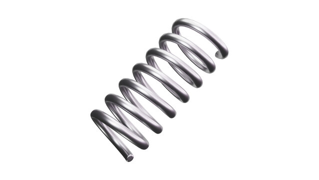 3D Rendered Metal Coil Spring Isolated on White Background - High Detail Mechanical Component Image