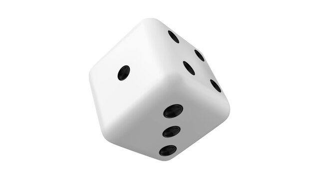 3D White Dice Rolling Animation - Isolated Gaming Object Motion Video