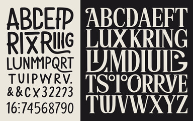 Obraz premium Two unique decorative fonts showcasing different styles and character designs