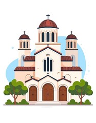 Fototapeta premium Illustration of a church building architecture.
