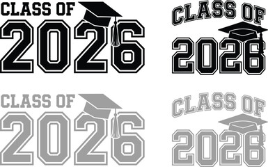 Class of 2026 and 2028 graduation design elements with graduation caps and text featuring graduation elements, graduation text, graduation graphics © Progotibd303