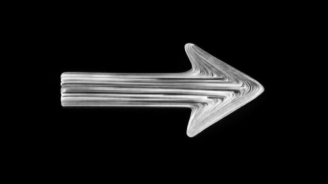 Shiny silver arrow pointing right fast.