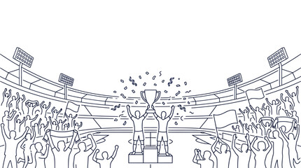 Fototapeta premium Celebrating Victory Fans Cheer in Stadium with Trophy