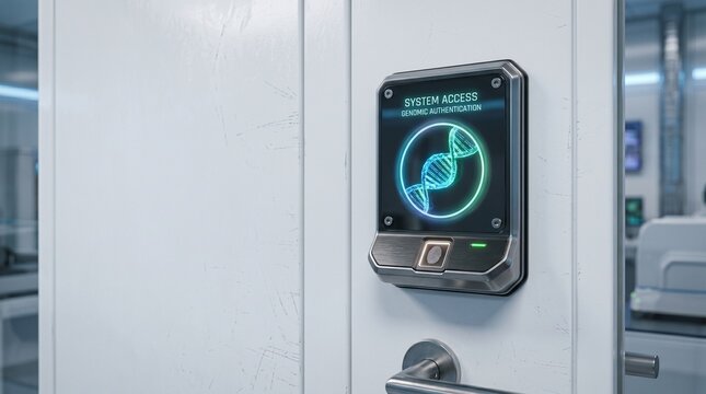 Futuristic sleek DNA sequencing security pad for high-level laboratory access control