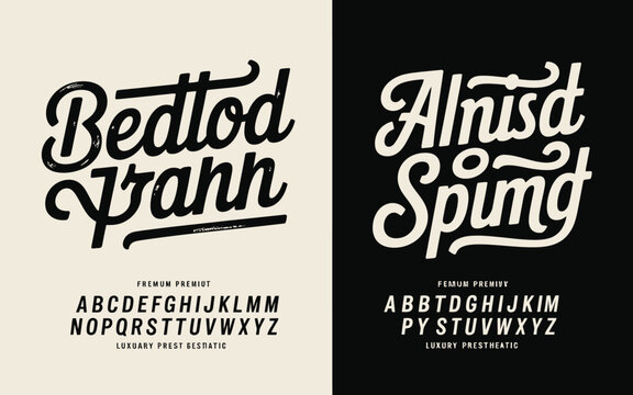 Elegant hand lettered typography designs with unique fonts and alphabet examples