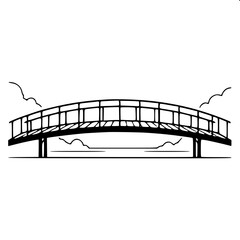 Fototapeta premium Professional Footbridge black and white vector art