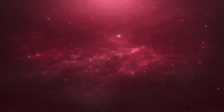 Abstract red space background with stars and empty space for text