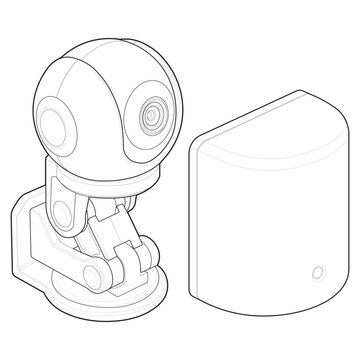 Isometric motorized ptz camera and pir motion sensor for smart home automation active tracking zone manual