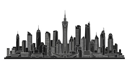Fototapeta premium Modern City Skyline Silhouette Vector Illustration