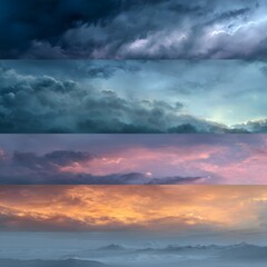 Obraz premium Atmospheric background collection featuring weather progression and moody horizons