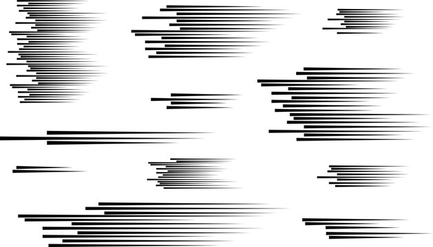 Horizontal speed lines for comic books. Manga, anime graphic speed striped texture. Horizontal fast motion lines for comic books. Vector illustration 
