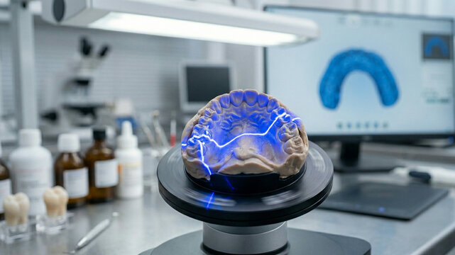3D Scanning of Dental Plaster Model with Laser in Modern Laboratory for Digital Dentistry