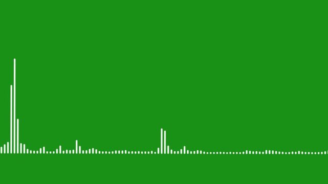 Energetic Colorful Music Audio Waveform Spectrum Analyzer with Beat Responsive Equalizer Bars and Abstract Frequency Graph Animation Green Screen. 