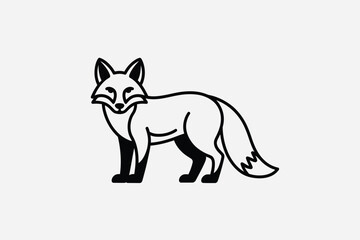 Fototapeta premium Black Fox Standing Isolated on White Background