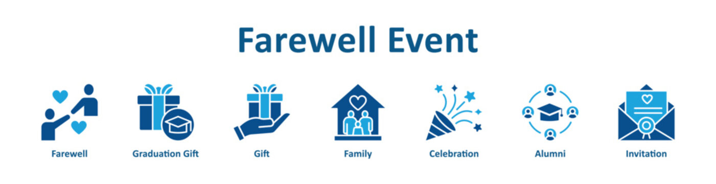 -Farewell Event web icon banner with glyph color style