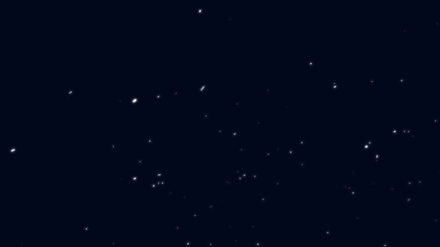 White Dust Flying Overlay Video. small white particles floating in the air on black background. Slow motion. Loop animation. 4k footage white fire embers and sparks on black background, Snowflakes