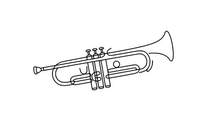 Obraz premium Stylish Continuous One Line Trumpet Vector Illustration for Music Concept Design