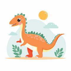 Naklejka premium Cute Orange Dinosaur Illustration