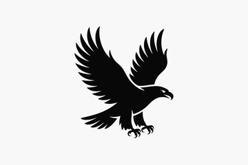 Fototapeta premium Black Eagle Flying Isolated on White Background Silhouette