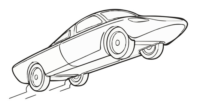 Solar powered car hover mode vector icon. Generative AI
