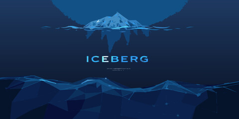 polygonal iceberg illustration with glowing blue tones and geometric shapes © Asit