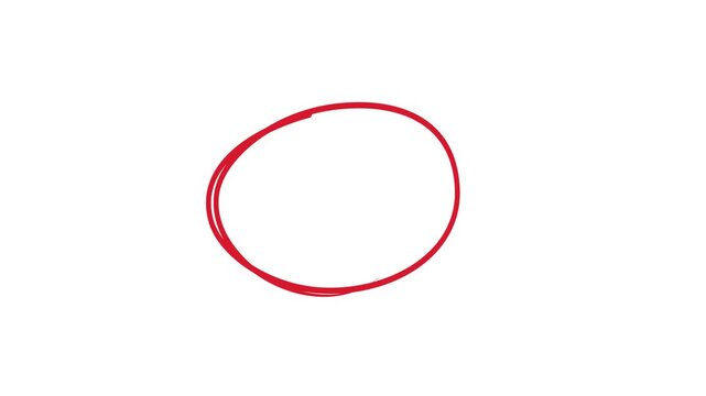 Red Circle marker with drawing effect, Highlighter Scribble Animation on white background.