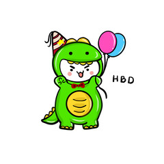 Obraz premium Birthday Dinosaur Cute Character Pattern