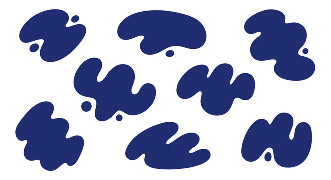 Abstract Blue Blob Shapes, Organic Forms, White Background, Modern Design