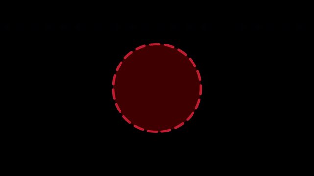 Animated red dashed circle with a transparent red core popping and rotating on a transparent background perfect for graphic elements or overlays.