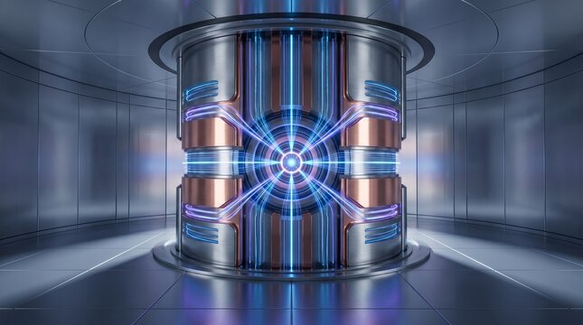 Futuristic Energy Reactor Core with Plasma and Magnetic Confinement