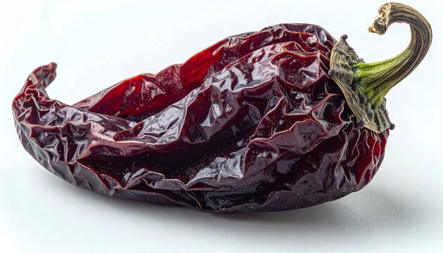 Dried Ancho Poblano Chili Pepper Isolated on White Background
