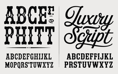 Vintage and elegant typography designs featuring unique letterforms and stylish scripts © MdSafi
