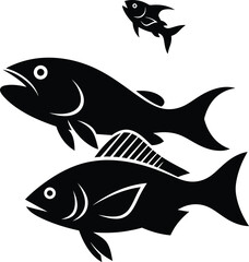 Obraz premium Black Fish Swimming on White Background