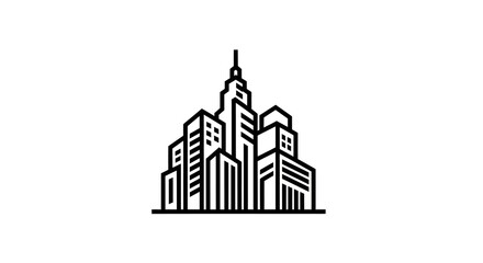 Fototapeta premium Minimalist cityscape outline modern architecture vector illustration