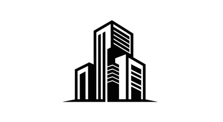 Obraz premium Modern abstract building illustration in black and white for design concept