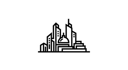 Fototapeta premium Minimalist cityscape illustration modern architecture in a clean design