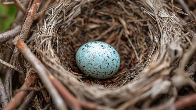differently. Single cuckoo egg lying in a nest belonging to a smaller bird. wildlife magazines, conservation campaigns, designed for eco-tourism storytelling.
