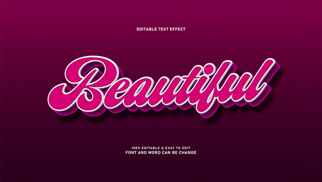 Beautiful pink 3d editable text effect template