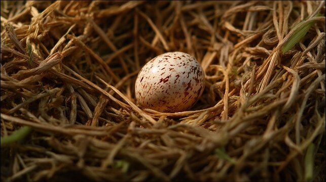 differently. Single cuckoo egg lying in a nest belonging to a smaller bird. wildlife magazines, conservation campaigns, designed for eco-tourism storytelling.