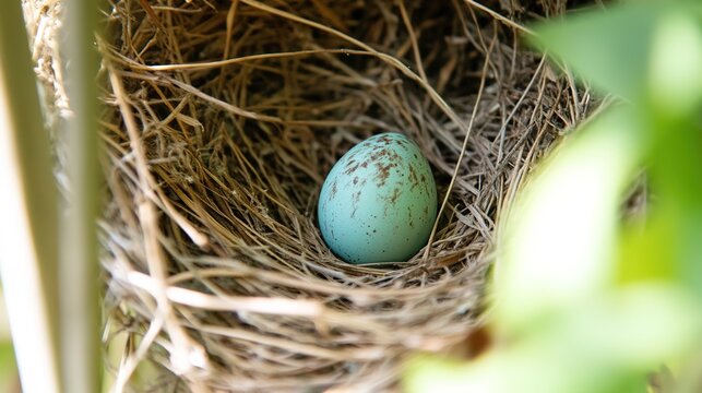 differently. Single cuckoo egg lying in a nest belonging to a smaller bird. wildlife magazines, conservation campaigns, designed for eco-tourism storytelling.