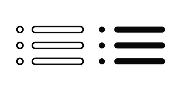 Bulleted list icon design concept pack in black color