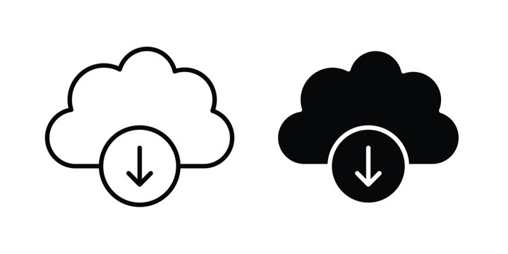 Download from Cloud icon design concept pack in black color