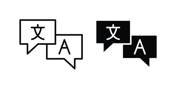 Language icon design concept pack in black color