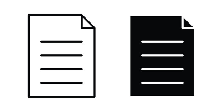 Paper documents icon design concept pack in black color